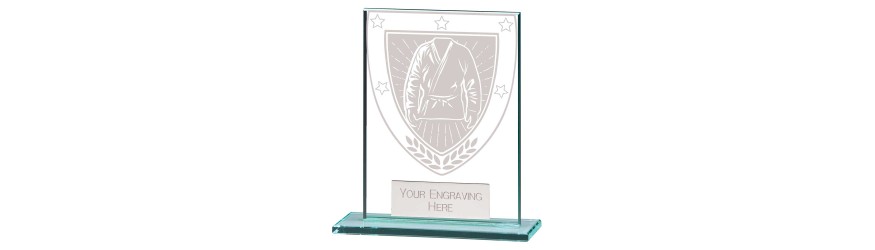 MILLENNIUM MARTIAL ARTS GLASS TROPHY - 6 SIZES - 8CM - 18CM MILLENNIUM MARTIAL ARTS GLASS TROPHY - 6 SIZES - 8CM - 18CM